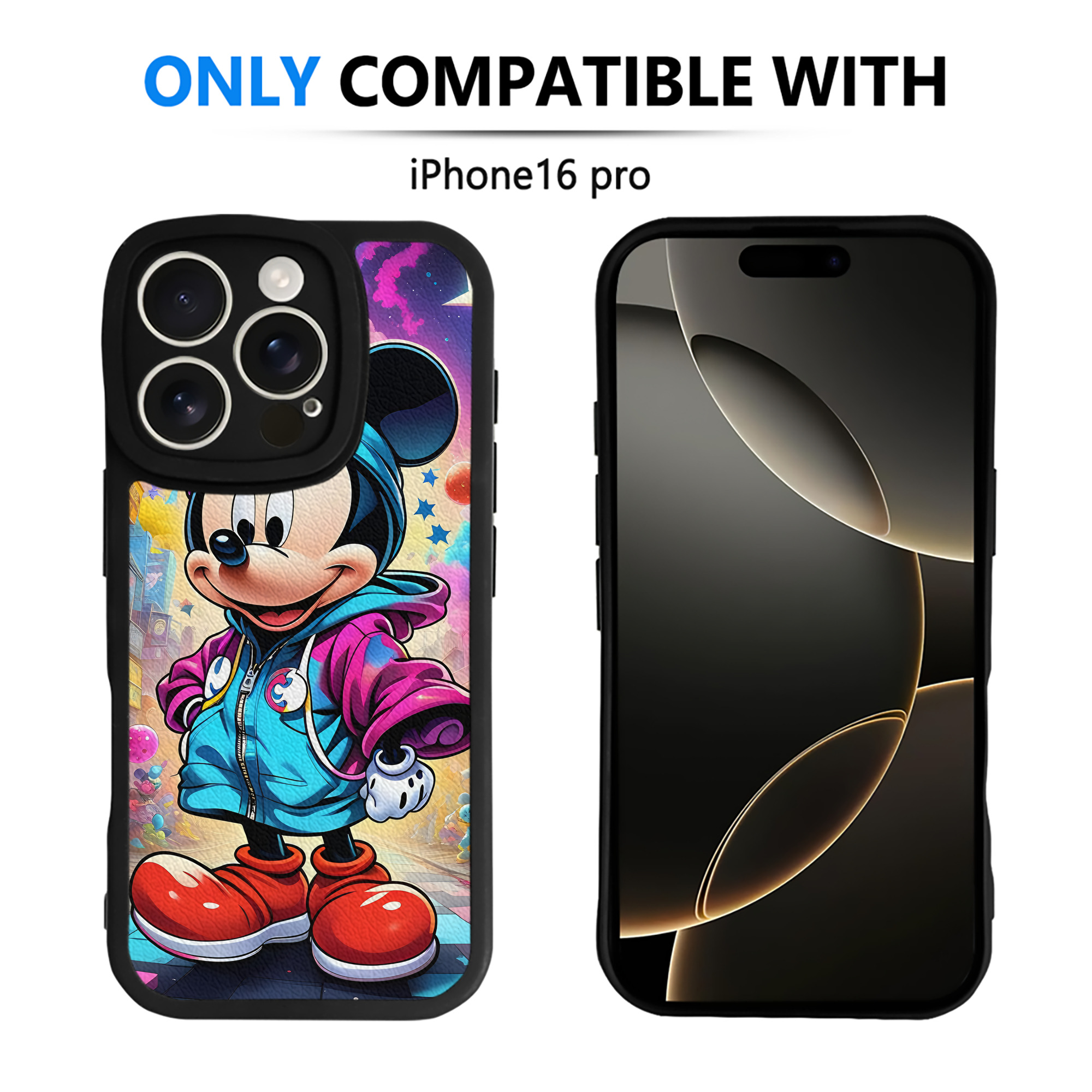 （画像用） ミッキーマウス Mickey Mouse 【iPhone 16シリーズ対応】シリコンスマホケース（レザー調） 材質：シリコン